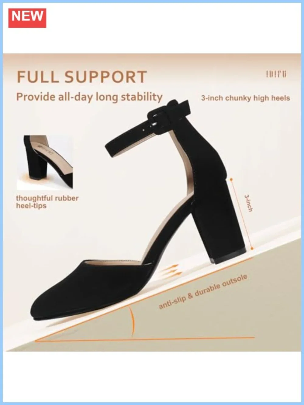 Chunky Block Heel Pumps for Women - 3 Inch Cushioned Dress Shoes